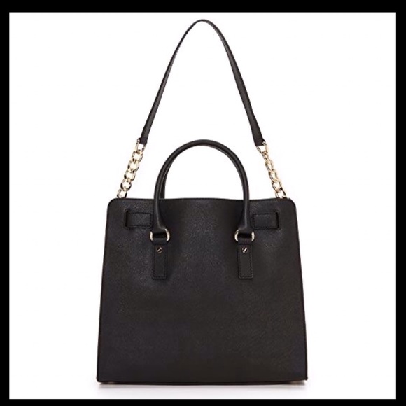 Michael Kors Hamilton Large Saffiano Leather Tote Black With Gold - Picture 8 of 16